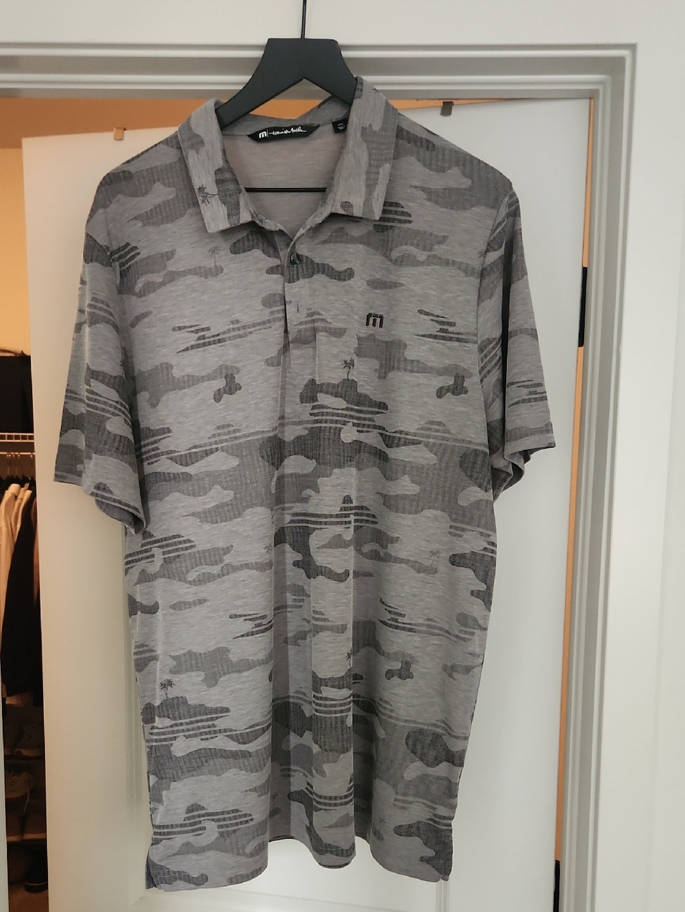 Travis Mathew Grey Camo Short-Sleeve Polo